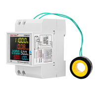 Однофазный цифровой многофункциональный измерительный прибор на DIN-рейку, индикация: V,A,W,kWh,Hz,PF, 40-300V, 100A, 50х80х64 mm