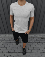 Чоловічий комплект Nike футболка сіра + шорти