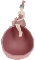Подставка для украшений «Девочка с Кошкой» 19.5х16х32см, полистоун, розовый