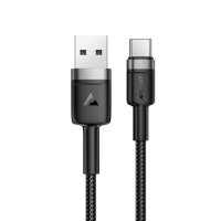 Кабель ACEFAST C22-04, USB to Type-C, 3A, 1.2m, Nylon Braid, Aluminum Alloy + TPE connectors, Black (6974316285144)