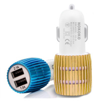 Зарядний пристрій 12V 2 USB кругла рефленова в кольорі
