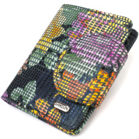 Оригинальное женское портмоне среднего размера из натуральной фактурной кожи CANPELLINI 21804 Разноцветное