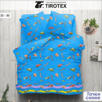 Комплект полуторної постелі,Тачки синя Бязь Люкс, Тіротекс.