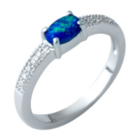 Серебряное кольцо CatalogSilver с опалом 0.385ct, фианитами, вес изделия 2,02 гр (1921715) 18 размер