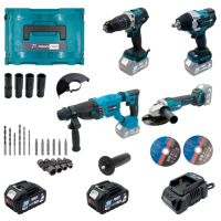 Набір акумуляторний PROFI-TEC Combo Set 4/3 (PBH201BL/DTW800BL/DGA20BL/DHP485BL/2акум.20В 4Аг/зарядний/кейс)