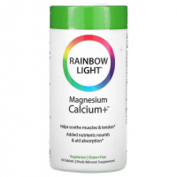 Магний Кальций +, Magnesium Calcium+, Food-Based Formula, Rainbow Light, 90 таблеток