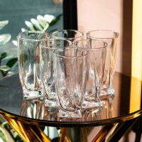 Набір склянок із товстого скла Quadro 6 штук по 400 мл, прозорий