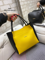Жовтий-чорний — Zara — комплект сумка + клатч — на блискавці, зі знімним ременем у комплекті (2010)