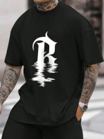 Чорна чоловіча комфортна оверсайз футболка з принтом