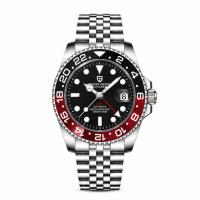 Чоловічий механічний годинник Pagani Design PD-1662 Black-Red з сапфіровим склом та GMT