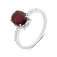 Серебряное кольцо CatalogSilver с искусственным гранатом nano, фианитами, вес изделия 1,97 гр (60002154) 17.5 размер