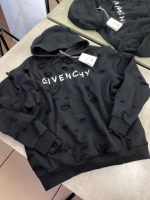 Худи черный Givenchy с белым логотипом sg234