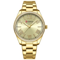 Жіночий годинник Curren 9088 Gold-Gold у класичному стилі з золотистим браслетом