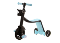Дитячий триколісний самокат-велобіг із LED-підсвічуванням задник коліс Best Scooter 3в1 Блакитний