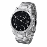 Чоловічий годинник Casio MTP-V004D-1B Classic з чорним циферблатом та сталевим браслетом