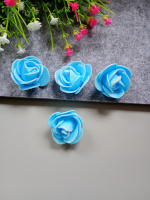 Цветок розы из фоамирана. Диаметр 3,0 см, высота 2,5 см. цвет голубой. Цена указана за 1 шт
