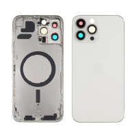 Корпус для Apple iPhone 13 Pro Max Silver (серебристый) с задним стеклом, рамкой и стеклом камеры