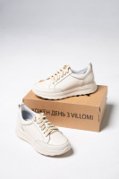 Жіночі шкіряні бежеві кросівки v7-176-371