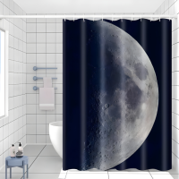 Шторка для ванной и душа 180x180 см водостойкая, шторка для ванной комнаты с кольцами и крючками,принт Луна