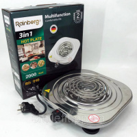 Електроплита Rainberg RB-010 спіральна, плита електрична настільна Рейнберг 1 конфорка 2000 Вт