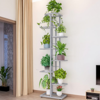 Стеллаж для растений на резиновых ножках, металлический на 9 ярусов цвет черный