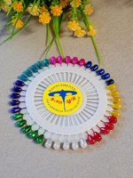 Булавка портновская / 35 мм/ С разноцветной капелькой/ Цена указана за пластину ( 40 шт)