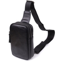 Сумка-слинг для мужчин из натуральной кожи Vintage 22955 Черный