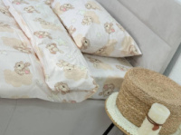 Дитячий комплект постільної білизни Ecotton 110х140 см персиковий Хмаринкові Ведмедики