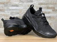 Кросівки літні шкіра-вставки сітка Puma чорні