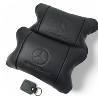 Набір шкіряних подушок Mercedes-Benz + брелок у подарунок, подушка на підголовник