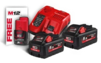 Енергокомплект Li-Ion MILWAUKEE, M18 HNRG-552 (зарядний пристрій M12-18FC, 2 акумулятори М18 HВ5.5 5,5Аг, картонне пакування) +