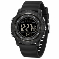 Тактичний спортивний годинник Sanda 6391 Silicone Black з електронним циферблатом та підсвічуванням
