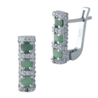 Срібні сережки Silver Breeze з натуральним смарагдом (1986387)