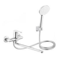 Змішувач латунний для ванни Lidz Astra 005 з поворотним виливом (з душовим гарнітуром) (k35) LDAST005CRM48088 Chrome