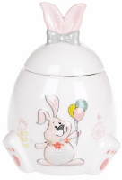 Банка керамическая «Веселый кролик с цветами» 450мл с объемным рисунком