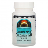 Хром GTF 200мкг, ChromeMate, Source Naturals, 240 таблеток