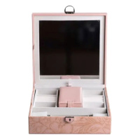 Шкатулка для украшений из эко кожи 2 яруса с замком органайзер для ювелирных изделий HP-5-22P