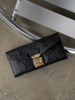 Гаманець Louis Vuitton подвійний чорний стеганий з бляшкою