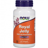 Маточное Молочко 1000 мг, Royal Jelly, Now Foods, 60 гелевых капсул