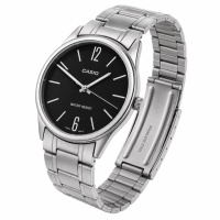 Чоловічий годинник Casio MTP-V005D-1B Класичний зі сріблястим браслетом та чорним циферблатом
