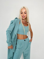 Костюм-трійка з топом «Vanity» оптом I Розпродаж моделі Фісташковий, 44