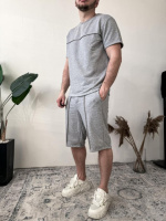 Комплект світло-сірий футболка/шорти петля | 42-003