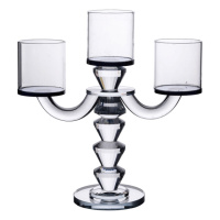 Канделябр на 3 свечи 22×9×23 см подсвечник декоративный стеклянный на ножке Черный HP-4-22