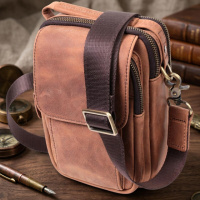 Компактная кожаная сумка для мужчин Vintage 22811 Коричневая