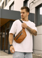 Шкіряна сумка бананка на пояс руда