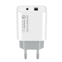 Зарядное устройство ColorWay Type-C PD + USB QC3.0 (20W) V2 white (CW-CHS025QPD-WT)