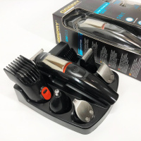 Машинка для стрижки 5в1 Geemy GM-853 стайлер, бритва, триммер на аккумуляторе нержавеющая сталь 6 насадок