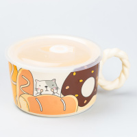 Миска для локшини керамічна Cat 800 мл з герметичною кришкою