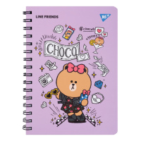 Блокнот на спирали с резинкой А5 YES Line Friends Choco 151771 80 листов