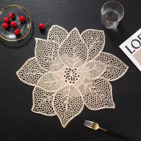 Сервировочная салфетка под горячее ажурная, коврик сервировочный золотистый набор 2 шт